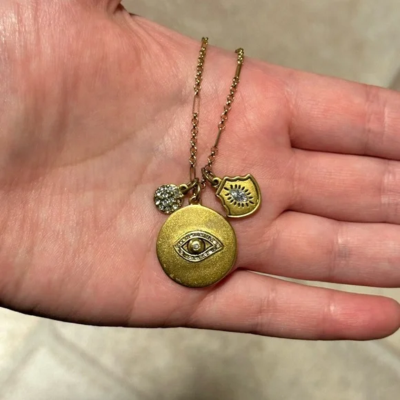 Sequin Evil Eye Charm Necklace - Picture 3 of 4